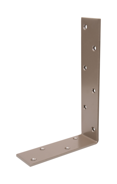 DURAVIS® Joist hanger angle bracket, unequal sided, with countersunk screw holes, Material: steel, blue galvanised, Surface: pearl beige duplex-coated RAL 1035, Depth: 160 mm, Height: 240 mm, Width: 50 mm, Material thickness: 5.00 mm, No. of holes: 10, Hole: Ø7 mm, 20-year warranty against rusting through