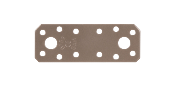 DURAVIS® Platine d'assemblage, Matériau: Acier, galvanisé Sendzimir, Finition: double plastification beige perle RAL 1035, avec marquage CE selon DIN EN 14545, Longueur: 96 mm, Largeur: 35 mm, Agrément: EN14545:2008, Épaisseur: 2,50 mm, Nombre de trous: 2 / 12, Trou: Ø11 / Ø5 mm, Garantie de 20 ans contre l&apos;oxydation