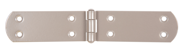 DURAVIS® Box hinge, with riveted pin, with countersunk screw holes, Material: steel, blue galvanised, Surface: pearl beige duplex-coated RAL 1035, Length: 195 mm, Width: 35 mm, Material thickness: 2.00 mm, No. of holes: 8, Hole: Ø5.5 mm, 20-year warranty against rusting through