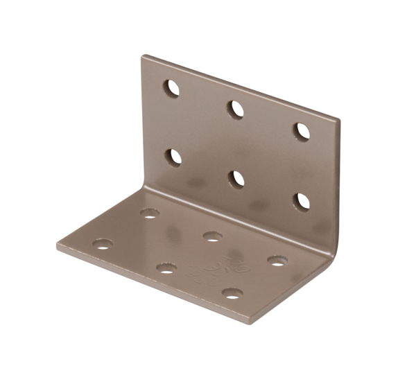 DURAVIS® Perforated angle plate, Material: steel, sendzimir galvanised, Surface: pearl beige duplex-coated RAL 1035, with CE marking in accordance with ETA-08/0165, Depth: 40 mm, Height: 40 mm, Width: 60 mm, Approval: Europ.techn.app. ETA-08/0165, Material thickness: 2.50 mm, No. of holes: 12, Hole: Ø5 mm, 20-year warranty against rusting through