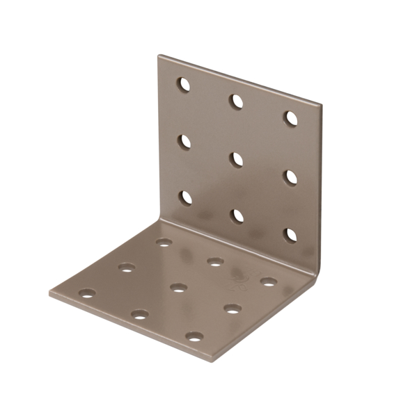 DURAVIS® Perforated angle plate, Material: steel, sendzimir galvanised, Surface: pearl beige duplex-coated RAL 1035, with CE marking in accordance with ETA-08/0165, Depth: 60 mm, Height: 60 mm, Width: 60 mm, Material thickness: 2.50 mm, No. of holes: 18, Hole: Ø5 mm, 20-year warranty against rusting through, CutCase