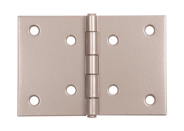 DURAVIS® Hinge, wide, with riveted stainless steel pin, Material: steel, sendzimir galvanised, Surface: pearl beige duplex-coated RAL 1035, Length: 60 mm, Width: 90 mm, Type: rolled, Material thickness: 1.25 mm, No. of holes: 8, Hole: Ø5.3 mm, 20-year warranty against rusting through