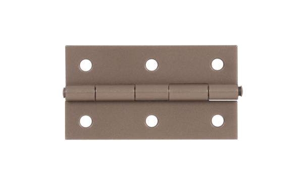 DURAVIS® Charnière étroite, avec goupille en acier inoxydable rivetée, avec trous de vis fraisés, Matériau: Acier, galvanisé Sendzimir, Finition: double plastification beige perle RAL 1035, Longueur: 80 mm, Largeur: 40 mm, Version: roulée, Épaisseur: 1,25 mm, Nombre de trous: 6, Trou: Ø5,2 mm, Garantie de 20 ans contre l&apos;oxydation