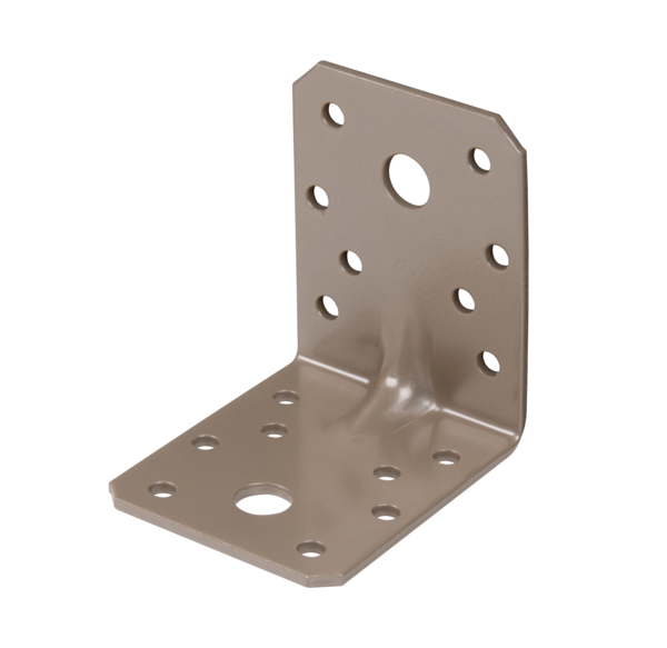 DURAVIS® Heavy-duty angle bracket reinforced, Material: steel, sendzimir galvanised, Surface: pearl beige duplex-coated RAL 1035, with CE marking in accordance with ETA-08/0165, Depth: 70 mm, Height: 70 mm, Width: 55 mm, Material thickness: 2.50 mm, No. of holes: 2 / 16, Hole: Ø11 / Ø5 mm, 20-year warranty against rusting through, CutCase