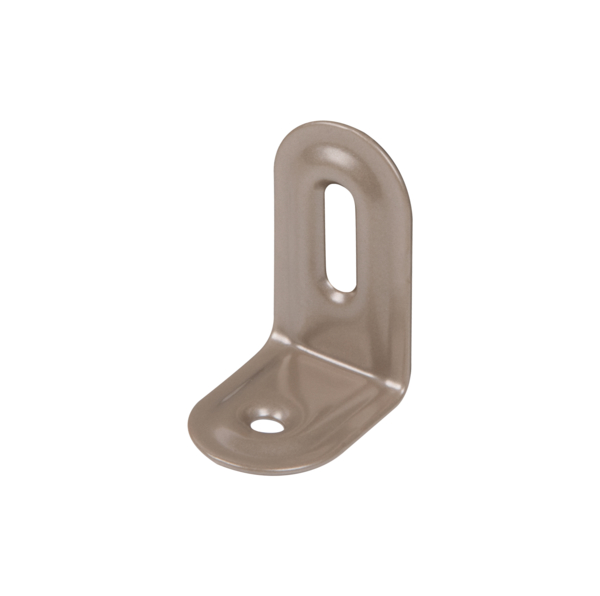 DURAVIS® Adjustable angle connector, embossed, with countersunk screw holes, Material: steel, blue galvanised, Surface: pearl beige duplex-coated RAL 1035, Depth: 28 mm, Height: 40 mm, Width: 22 mm, Material thickness: 1.00 mm, No. of holes: 1 / 1, Hole: 4.5 x 16 / Ø4.5 mm, 20-year warranty against rusting through