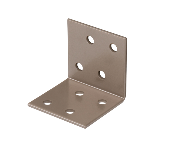 DURAVIS® Angle bracket, Material: steel, sendzimir galvanised, Surface: pearl beige duplex-coated RAL 1035, Depth: 40 mm, Height: 40 mm, Width: 40 mm, Material thickness: 2.00 mm, No. of holes: 8, Hole: Ø5 mm, 20-year warranty against rusting through