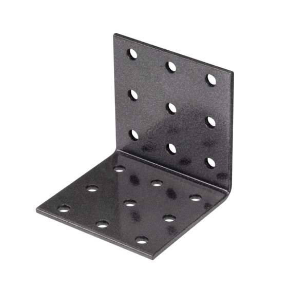 DURAVIS® Lochplattenwinkel, Material: Stahl, sendzimirverzinkt, Oberfläche: schwarzdiamant duplexbeschichtet, mit CE-Kennzeichnung nach ETA-08/0165, Tiefe: 60 mm, Höhe: 60 mm, Breite: 60 mm, Materialstärke: 2,50 mm, Anzahl Löcher: 18, Loch: Ø5 mm, 20 Jahre Garantie gegen Durchrosten, CutCase