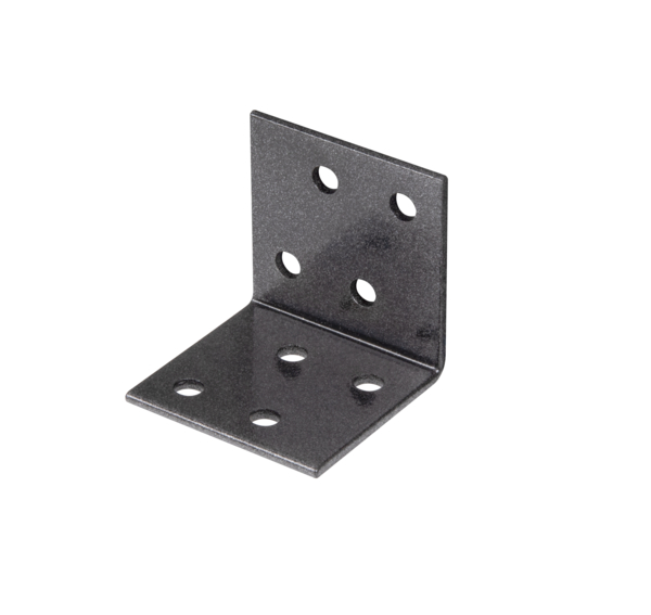 DURAVIS® Winkelverbinder, Material: Stahl, sendzimirverzinkt, Oberfläche: schwarzdiamant duplexbeschichtet, Tiefe: 40 mm, Höhe: 40 mm, Breite: 40 mm, Materialstärke: 2,00 mm, Anzahl Löcher: 8, Loch: Ø5 mm, 20 Jahre Garantie gegen Durchrosten