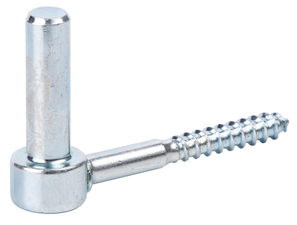 Gozne para atornillar en forma J, Material: Acero crudo, Superficie: galvanizado, Ø Entre eje: 14 mm, Longitud: 105 mm, Longitud de la rosca: 52 mm, Longitud del eje: 45 mm, Ø del roscado de madera: 10 mm