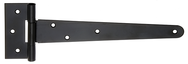 Tee hinge, with countersunk screw holes, with loose pin, Material: raw steel, Surface: black cataphoretic coating, Belt length: 248 mm, Hinge width: 40 mm, Hinge length: 90 mm, Belt width: 46 mm, Material thickness: 1.80 mm, No. of holes: 7, Hole: Ø6 mm