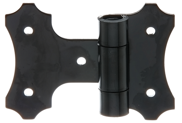 Zawias do okiennic, materiał: stal surowa, powierzchnia: fosforanowana cynkowo, powlekany czarnym tworzywem sztucznym, Długość: 94 mm, 82 mm, 48 mm, Grubość materiału: 4,00 mm, Liczba otworów: 5, Otwór: Ø6 mm, CutCase