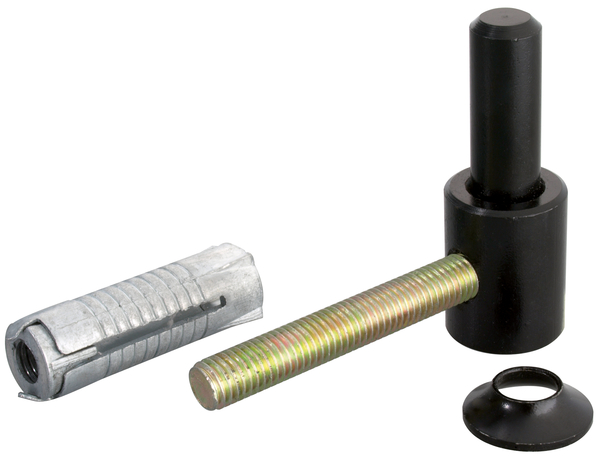 Gond à visser, Matériau: Acier brut, Finition: laquée noire par immersion cataphorèse, Distance axe-Ø: 14 mm, Longueur: 65 mm, Hauteur: 33 mm, Longueur axe: 35 mm, Version: réglable, Filetage: M10