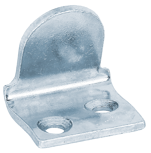 Butée de volet coudée fixation en bas, avec trous de vis fraisés, Matériau: Acier brut, Finition: zinguée, à visser, Hauteur: 28 mm, Profondeur: 26 mm, Largeur: 22,5 mm, Largeur totale: 29 mm, Épaisseur: 2,50 mm, Nombre de trous: 2, Trou: Ø6 mm