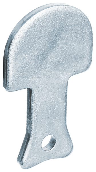 Ogranicznik do okiennic prosty, materiał: stal surowa, powierzchnia: ocynkowana galwanicznie, pasywowana na niebiesko, do wmurowania, Wysokość: 28 mm, 32 mm, Szerokość: 35 mm, Grubość materiału: 4,00 mm, Liczba otworów: 1, Otwór: Ø6 mm