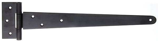 Tee hinge, with countersunk screw holes, with loose pin, Material: raw steel, Surface: black cataphoretic coating, Belt length: 348 mm, Hinge width: 40 mm, Hinge length: 90 mm, Belt width: 46 mm, Material thickness: 2.50 mm, No. of holes: 7, Hole: Ø6 mm