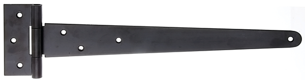 Tee hinge, with countersunk screw holes, with loose pin, Material: raw steel, Surface: black cataphoretic coating, Belt length: 495 mm, Hinge width: 40 mm, Hinge length: 90 mm, Belt width: 46 mm, Material thickness: 2.50 mm, No. of holes: 8, Hole: Ø6 mm