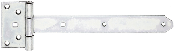 Tee hinge, with riveted pin, Material: raw steel, Surface: galvanised, thick-film passivated, Belt length: 291 mm, Hinge width: 59 mm, Hinge length: 103 mm, Belt width: 40 mm, Type: heavy, Material thickness: 3.50 mm, No. of holes: 6 / 2, Hole: Ø6.5 / 9 x 9 mm
