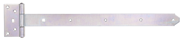 Bandella a cerniera, con perno rivettato, Materiale: acciaio grezzo, superficie: galvanizzata, passivata a strato spesso, Lunghezza bandella: 491 mm, Larghezza cerniera: 59 mm, Lunghezza cerniera: 103 mm, Larghezza bandella: 40 mm, Modello: pesante, Spessore del materiale: 3,50 mm, Numero di fori: 8 / 2, Foro: Ø6,5 / 9 x 9 mm