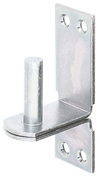 Hook on plate, DII, with countersunk screw holes, Material: raw steel, Surface: galvanised, thick-film passivated, Size back set-Ø: 10 mm, Distance pin - plate: 25 mm, Plate height: 90 mm, Plate width: 30 mm, Length of pin: 30 mm, Material thickness: 2.50 mm, No. of holes: 4, Hole: Ø5 mm