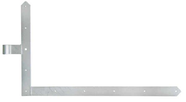 Tor-Winkelband, gerade, Abschluss spitz, für Garagentore, Material: Stahl roh, Oberfläche: feuerverzinkt, Höhe: 600 mm, Länge: 1000 mm, Rollen-Ø: 20 mm, Breite: 60 mm, Abstand Mitte Band - Mitte Rolle: 120 mm, Artikelbeschreibung: unten, Materialstärke: 8,00 mm, Anzahl Löcher: 9 / 1, Loch: Ø10 / 12 x 12 mm