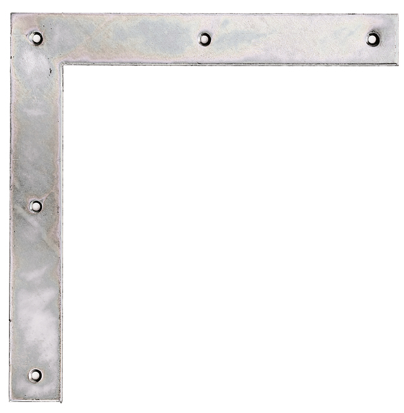 Tor-Winkel, mit versenkten Schraublöchern, Material: Stahl roh, Oberfläche: galvanisch verzinkt, Dickschichtschutz, Höhe: 300 mm, Länge: 300 mm, Breite: 40 mm, Materialstärke: 3,00 mm, Anzahl Löcher: 5, Loch: Ø5 mm