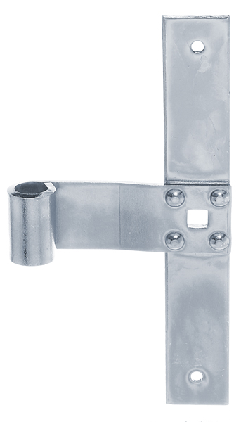 Pernio escuadra recto, con extremidad recta, Material: Acero crudo, Superficie: galvanizados, pasivado con capa gruesa, Altura: 200 mm, Anchura: 30 mm, Ø del rodillo: 13 mm, Distancia del centro de la banda al centro del rodillo: 75 mm, Espesura del material: 3,00 mm, Número de agujeros: 2 / 1, Perforación: Ø5,5 / 9 x 9 mm