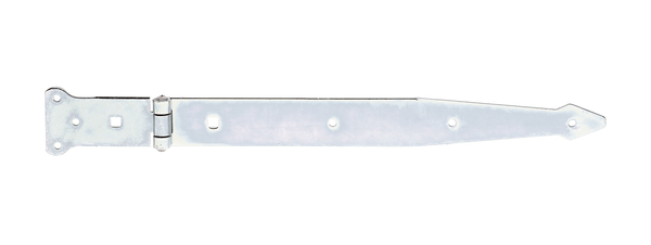 Strap hinge, with riveted pin, Material: raw steel, Surface: galvanised, thick-film passivated, Belt length: 400 mm, Hinge width: 101 mm, Hinge length: 63 mm, Belt width: 45 mm, Type: heavy, Material thickness: 3.60 mm, No. of holes: 6 / 2, Hole: Ø6 / 9 x 9 mm