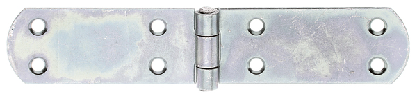 Box hinge, with riveted pin, with countersunk screw holes, Material: raw steel, Surface: galvanised, thick-film passivated, Length: 175 mm, Width: 35 mm, Material thickness: 2.00 mm, No. of holes: 8, Hole: Ø5.5 mm