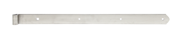 Penture droite bout arrondi, Matériau: Acier inoxydable, Longueur: 600 mm, ø gond: 13 mm, Largeur: 40 mm, Épaisseur: 4,00 mm, Nombre de trous: 3 / 1, Trou: Ø7 / 9 x 9 mm