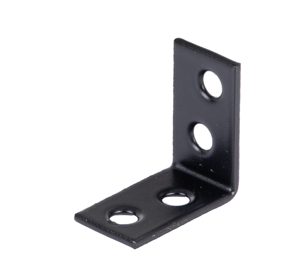Stuhlwinkel, mit beidseitig versenkten Schraublöchern, Material: Stahl roh, Oberfläche: verzinkt, schwarz kunststoffbeschichtet, Tiefe: 25 mm, Höhe: 25 mm, Breite: 14 mm, Materialstärke: 1,50 mm, Anzahl Löcher: 4, Loch: Ø4,5 mm, 15 Jahre Garantie gegen Durchrosten, CutCase