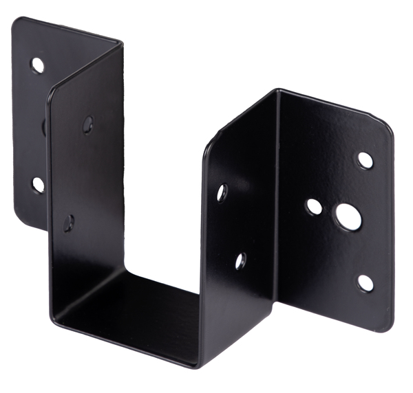 Joist hanger with rounded ends, light, Material: raw steel, Surface: galvanised, black powder-coated, Clear width: 51 mm, Height: 61 mm, Total width: 120 mm, Material thickness: 1.00 mm, No. of holes: 2 / 10, Hole: Ø6.5 / Ø4 mm, 15-year warranty against rusting through