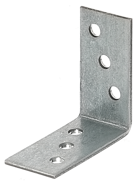 Angle bracket, Material: raw steel, Surface: sendzimir galvanised, Contents per PU: 25 Piece, Depth: 40 mm, Height: 40 mm, Width: 20 mm, Material thickness: 2.00 mm, No. of holes: 6, Hole: Ø5 mm, in bargain pack, CutCase