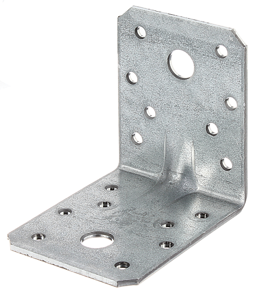 Heavy-duty angle bracket, reinforced, Material: raw steel, Surface: sendzimir galvanised, with CE marking in accordance with ETA-08/0165, Contents per PU: 12 Piece, Depth: 70 mm, Height: 70 mm, Width: 55 mm, Material thickness: 2.50 mm, No. of holes: 2 / 16, Hole: Ø11 / Ø5 mm, in bargain pack, CutCase