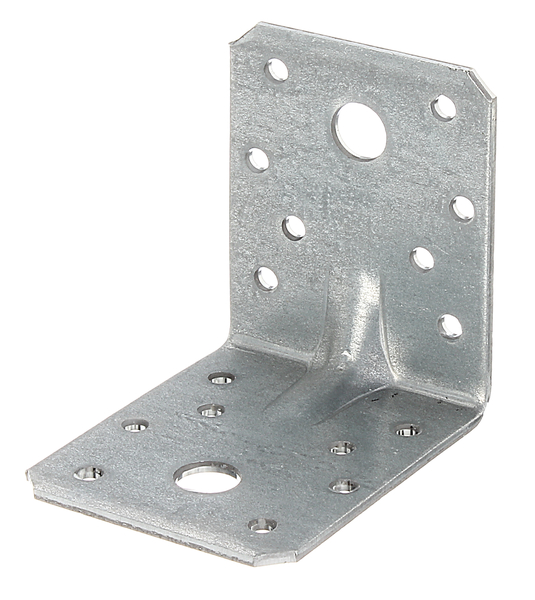 Heavy-duty angle bracket, reinforced, Material: raw steel, Surface: sendzimir galvanised, with CE marking in accordance with ETA-08/0165, Depth: 70 mm, Height: 70 mm, Width: 55 mm, Material thickness: 2.50 mm, No. of holes: 2 / 16, Hole: Ø11 / Ø5 mm, CutCase