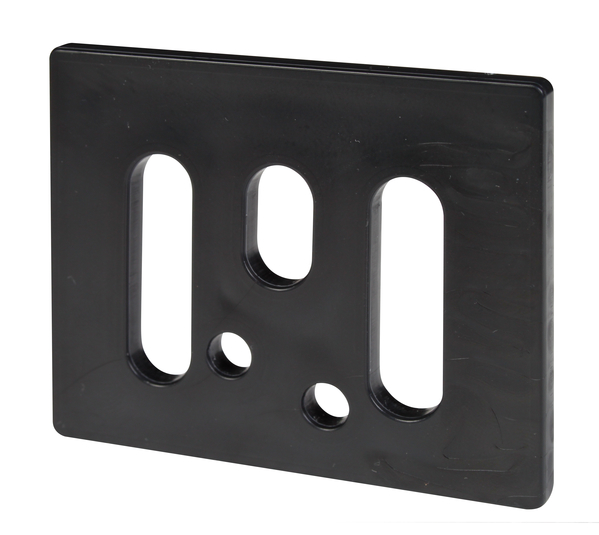 Rondelle carrée, Matériau: Plastique, Profondeur: 53 mm, Largeur: 65 mm, Épaisseur: 5,00 mm, Nombre de trous: 1 / 2 / 2, Trou: 8,5 x 15 / 8,5 x 30 / Ø5,5 mm, CutCase