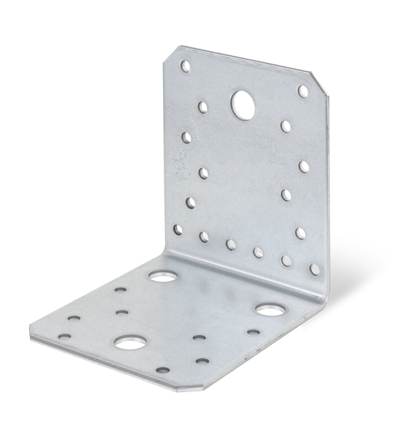 Winkelverbinder, Material: Stahl roh, Oberfläche: sendzimirverzinkt, mit CE-Kennzeichnung nach ETA-08/0165, Tiefe: 105 mm, Höhe: 105 mm, Breite: 90 mm, Materialstärke: 3,00 mm, Anzahl Löcher: 4 / 24, Loch: Ø13 / Ø5 mm, CutCase