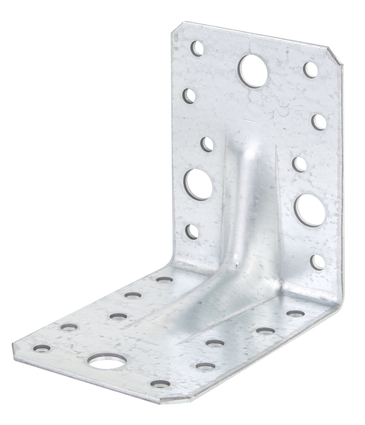 Heavy-duty angle bracket, reinforced, Material: raw steel, Surface: sendzimir galvanised, with CE marking in accordance with ETA-08/0165, Contents per PU: 12 Piece, Depth: 90 mm, Height: 90 mm, Width: 65 mm, Approval: Europ.techn.app. ETA-08/0165, Material thickness: 2.50 mm, No. of holes: 4 / 18, Hole: Ø11 / Ø5 mm, in bargain pack