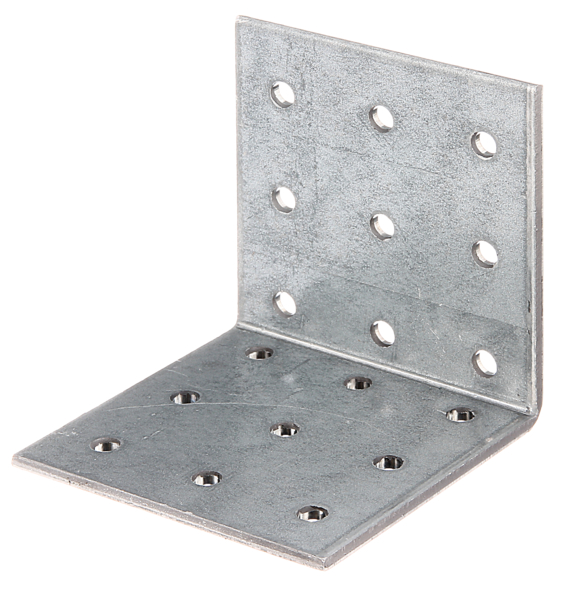 Perforated angle plate, Material: raw steel, Surface: sendzimir galvanised, with CE marking in accordance with ETA-08/0165, Contents per PU: 15 Piece, Depth: 60 mm, Height: 60 mm, Width: 60 mm, Approval: Europ.techn.app. ETA-08/0165, Material thickness: 2.50 mm, No. of holes: 18, Hole: Ø5 mm, in bargain pack
