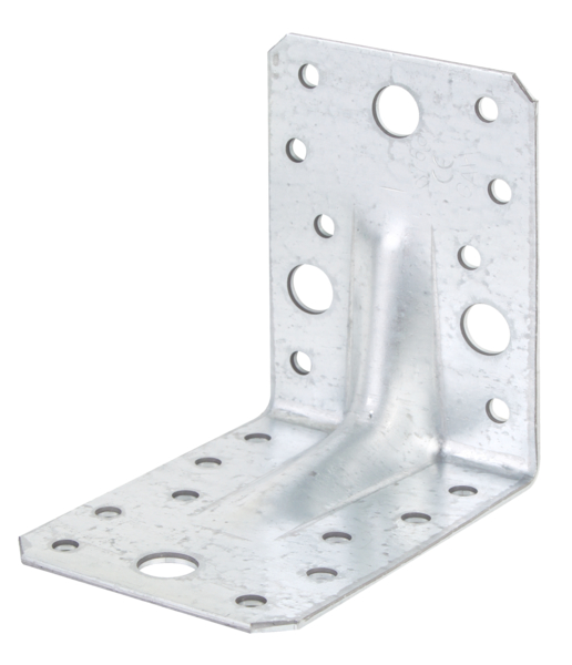 Heavy-duty angle bracket, reinforced, Material: raw steel, Surface: sendzimir galvanised, with CE marking in accordance with ETA-08/0165, Depth: 90 mm, Height: 90 mm, Width: 65 mm, Material thickness: 2.50 mm, No. of holes: 4 / 18, Hole: Ø11 / Ø5 mm, CutCase