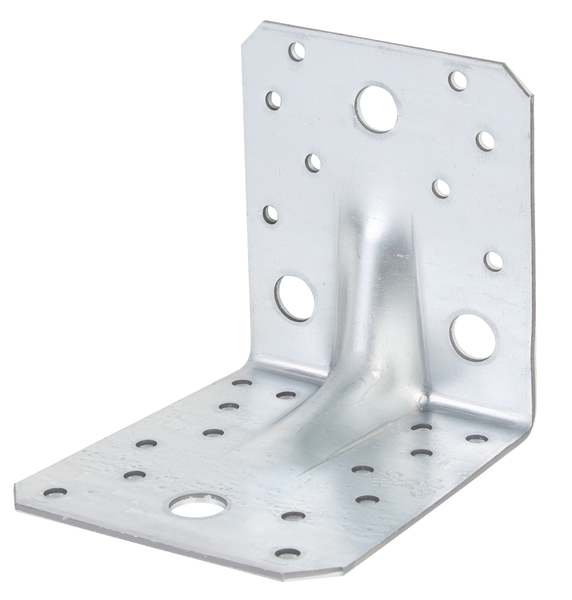 Heavy-duty angle bracket, reinforced, Material: raw steel, Surface: sendzimir galvanised, with CE marking in accordance with ETA-08/0165, Depth: 105 mm, Height: 105 mm, Width: 90 mm, Approval: Europ.techn.app. ETA-08/0165, Material thickness: 3.00 mm, No. of holes: 4 / 22, Hole: Ø13 / Ø5 mm, CutCase