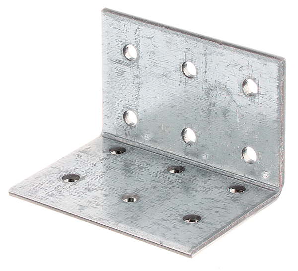 Perforated angle plate, Material: raw steel, Surface: sendzimir galvanised, with CE marking in accordance with ETA-08/0165, Depth: 40 mm, Height: 40 mm, Width: 60 mm, Material thickness: 2.50 mm, No. of holes: 12, Hole: Ø5 mm, CutCase