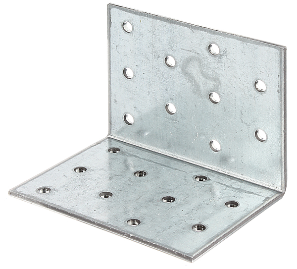 Perforated angle plate, Material: raw steel, Surface: sendzimir galvanised, with CE marking in accordance with ETA-08/0165, Depth: 60 mm, Height: 60 mm, Width: 80 mm, Material thickness: 2.50 mm, No. of holes: 20, Hole: Ø5 mm, CutCase