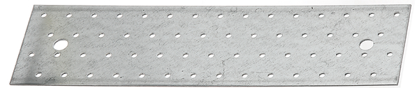 Perforated plate, Material: raw steel, Surface: sendzimir galvanised, with CE marking in accordance with DIN EN 14545, Length: 300 mm, Width: 80 mm, Approval: Europ.Techn.Zul. EN14545:2008, Material thickness: 2.00 mm, No. of holes: 2 / 58, Hole: Ø11 / Ø5 mm