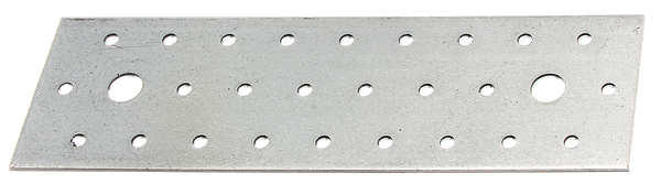 Perforated plate, Material: raw steel, Surface: sendzimir galvanised, with marking in accordance with EN 14545, Length: 200 mm, Width: 60 mm, Material thickness: 2.00 mm, No. of holes: 2 / 26, Hole: Ø11 / Ø5 mm, CutCase