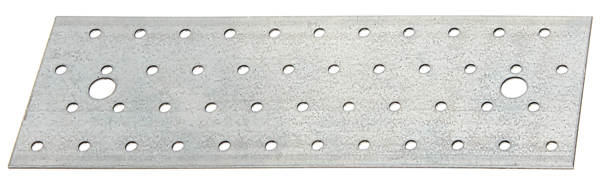 Perforated plate, Material: raw steel, Surface: sendzimir galvanised, with CE marking in accordance with DIN EN 14545, Length: 240 mm, Width: 80 mm, Approval: Europ.Techn.Zul. EN14545:2008, Material thickness: 2.00 mm, No. of holes: 2 / 46, Hole: Ø11 / Ø5 mm, CutCase