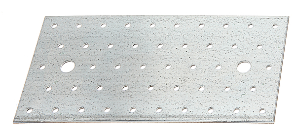 Perforated plate, Material: raw steel, Surface: sendzimir galvanised, with CE marking in accordance with DIN EN 14545, Length: 200 mm, Width: 100 mm, Approval: Europ.Techn.Zul. EN14545:2008, Material thickness: 2.00 mm, No. of holes: 2 / 46, Hole: Ø11 / Ø5 mm, CutCase