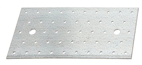 Perforated plate, Material: raw steel, Surface: sendzimir galvanised, with marking in accordance with EN 14545, Length: 200 mm, Width: 100 mm, Material thickness: 2.00 mm, No. of holes: 2 / 46, Hole: Ø11 / Ø5 mm, CutCase