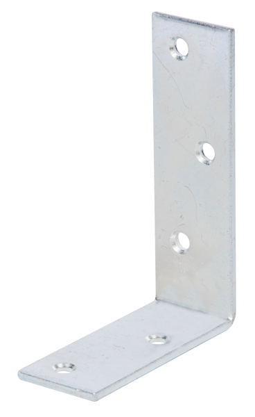 Joist hanger angle bracket, unequal sided, with countersunk screw holes, Material: raw steel, Surface: galvanised, thick-film passivated, Depth: 75 mm, Height: 100 mm, Width: 30 mm, Material thickness: 3.00 mm, No. of holes: 5, Hole: Ø5.5 mm, CutCase