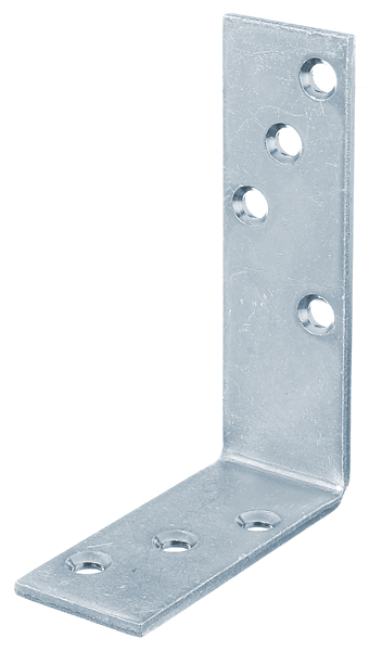 Joist hanger angle bracket, unequal sided, with countersunk screw holes, Material: raw steel, Surface: galvanised, thick-film passivated, Depth: 80 mm, Height: 120 mm, Width: 35 mm, Material thickness: 4.00 mm, No. of holes: 7, Hole: Ø7 mm, CutCase