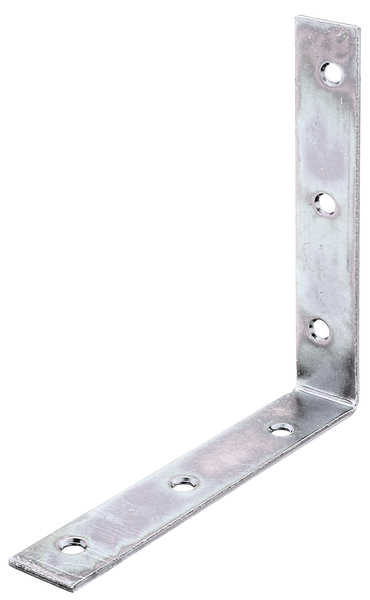 Corner brace, with countersunk screw holes on both sides, Material: raw steel, Surface: sendzimir galvanised, Depth: 125 mm, Height: 125 mm, Width: 22 mm, Material thickness: 2.00 mm, No. of holes: 6, Hole: Ø6 mm, CutCase
